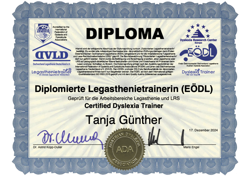 Diplom Legasthenie